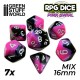 7x Dadi Mix 16mm - Rosa Marmo